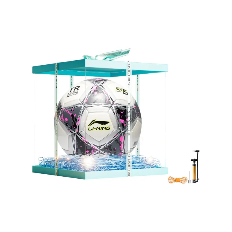 LiNing Size 5 Ball Soccer TPU Machine Stitched Soccer Ball Unisex Silver White/Rose Red-12