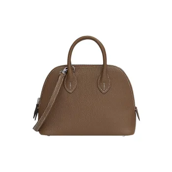 HERMES Bolide Goatskin Bowling Bag Handbag Shoulder Bag Crossbody Bag Mini Unisex 18 Etoupe Elephant Gray