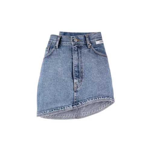 KIMHEKIM Denim Short Skirts Women's Blue