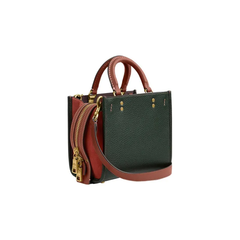 COACH Rogue Natural Pebbled Leather Tote Bag, Shopping Bag, Shoulder Bag, Handbag Small Size Women's Green-1