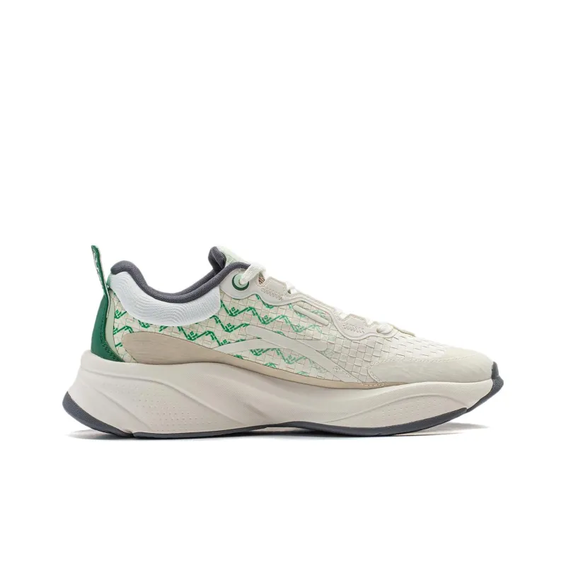 LiNing Soft Anti Slip And Wear Resistant Breathable Low Top Casual Shoes Men's White Green-1