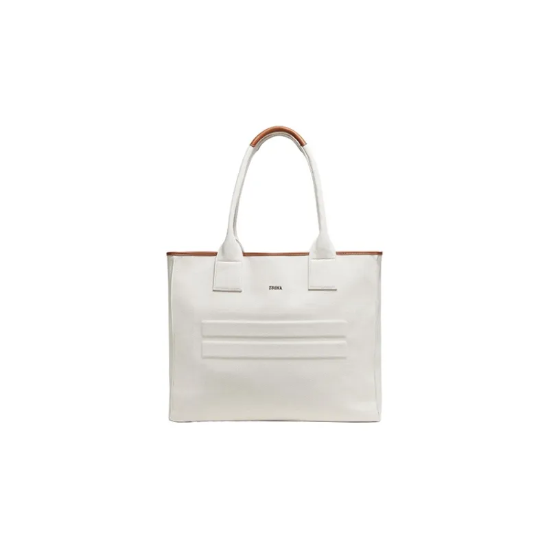 Zegna Cotton With Smooth Calfskin Handbag Women's Beige-0