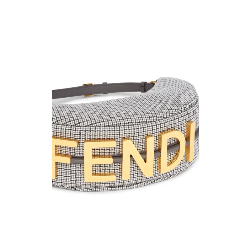 FENDI Fendigraphy Wool Hobo Bag Crescent Bag Shoulder Bag Handbag Shoulder Bag Women's Gray-5
