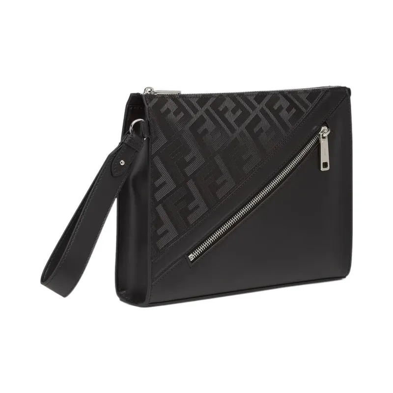 FENDI Calfskin Clutch Regular Men's Black-1