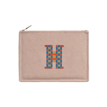 HERMES Cotton Canvas Bag Clutch Storage Bag Unisex Pink
