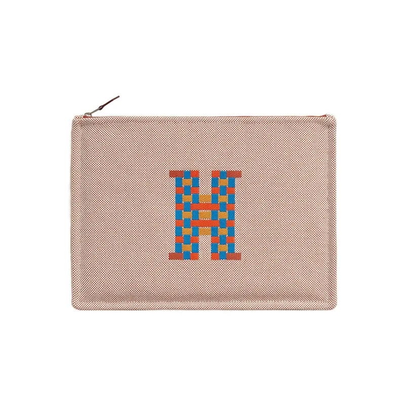 HERMES Cotton Canvas Bag Clutch Storage Bag Unisex Pink-0