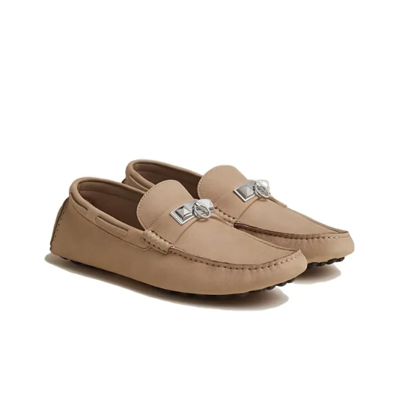 HERMES Irving Loafers Men's Beige Clay-2