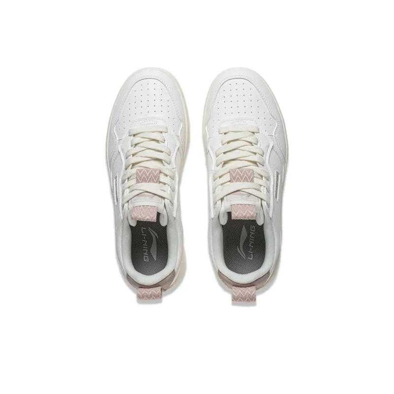 LiNing Star Sugar Anti Slip Wear Resistant Lightweight Breathable Low Top Skateboard Shoes Women's White-3