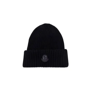 Moncler Logo Patch Ribbed Beanie