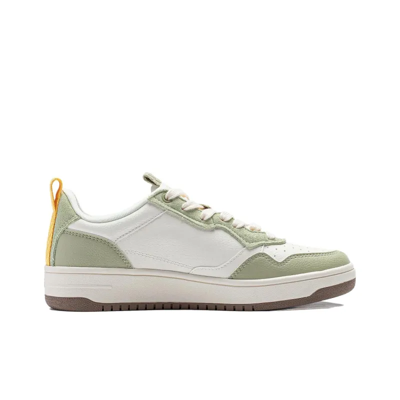 LiNing Star Sugar Slip Resistant Cushioning Low Top Skateboard Shoes Women's Green White-1