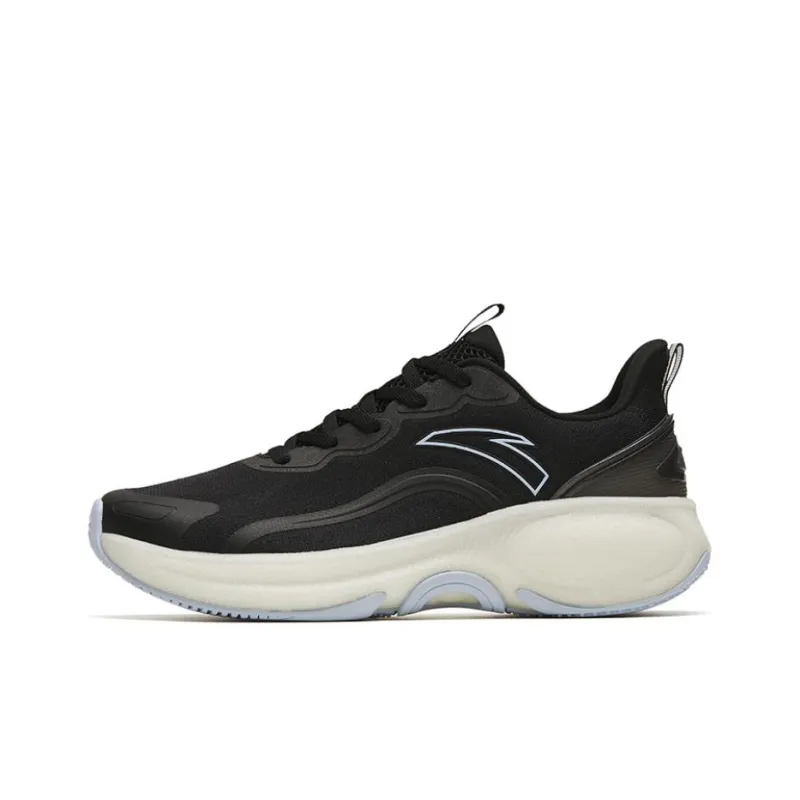 Anta Chong Run Collection Bubbles 4th Generation Anti Slip Wear Resistant Low Top Running Shoes Women's Black Beige-0