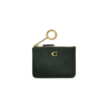 COACH Skinny Id Case Cross Grain Leather Coin Purse, Card Holder Mini Women's Amazon Green