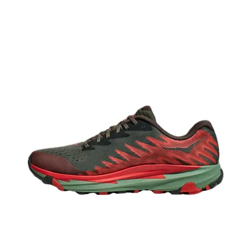 HOKA ONE ONE Torrent 3 Thyme/Fiesta Breathable Low-Top Running Shoes Men's Black Red