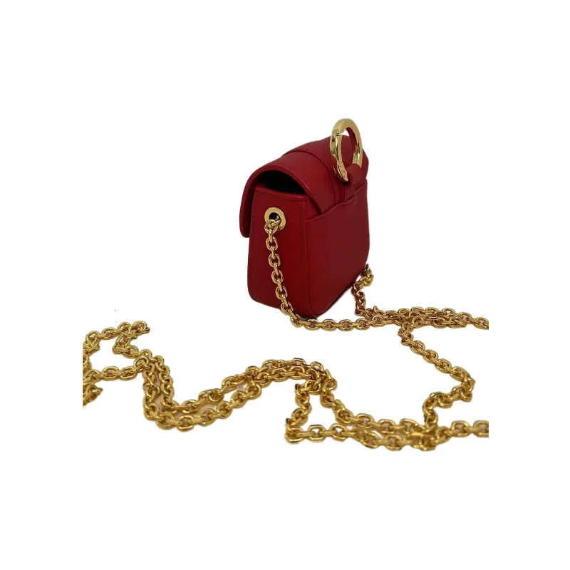 MCM Cow Leather AirPods Case Shoulder Bag, Crossbody Bag Regular Women's Red-3