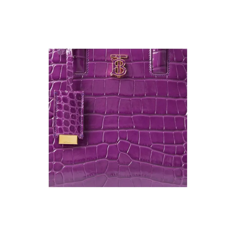 Burberry Frances Calfskin Tote Bag Shopping Bag Handbag Mini Women's Purple-4