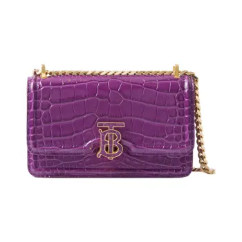 Burberry Crocodile-Embossed Calfskin Shoulder Bag Crossbody Bag Mini Women's Purple