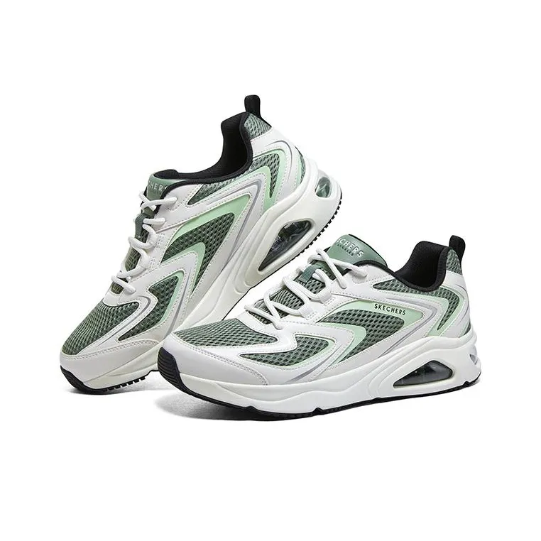 Skechers Uno Cushioning Anti Slip And Wear Resistant Low Top Casual Running Shoes Men's White Green-3