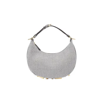 FENDI Fendigraphy Wool Hobo Bag Crescent Bag Shoulder Bag Handbag Shoulder Bag Women's Gray