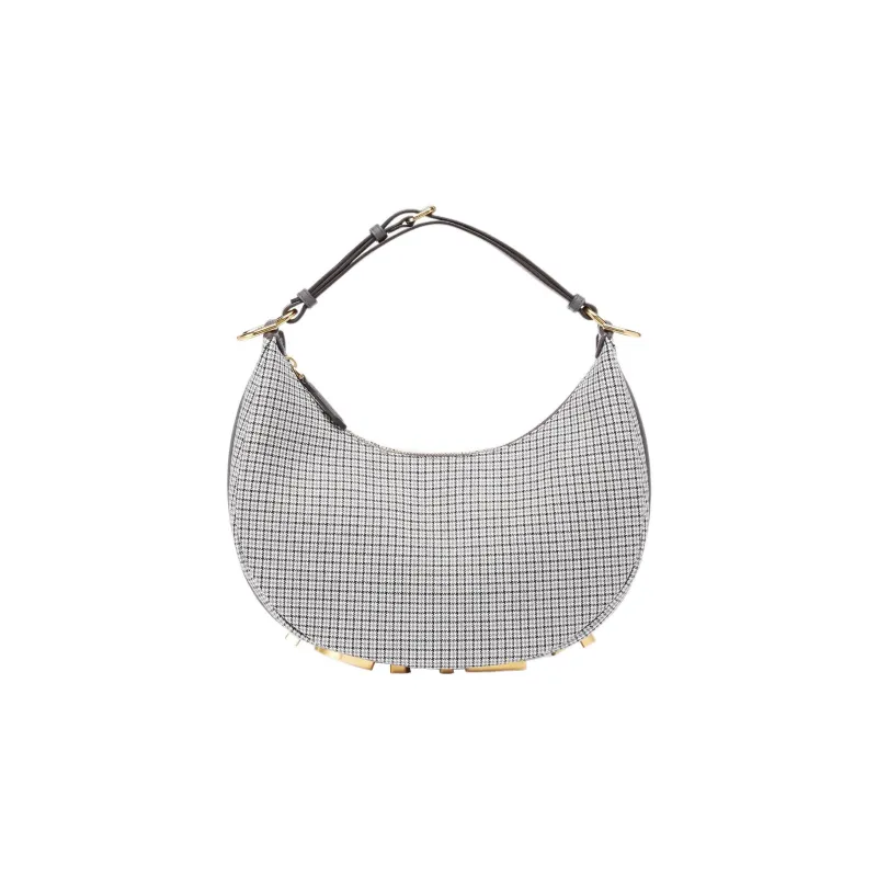 FENDI Fendigraphy Wool Hobo Bag Crescent Bag Shoulder Bag Handbag Shoulder Bag Women's Gray-0