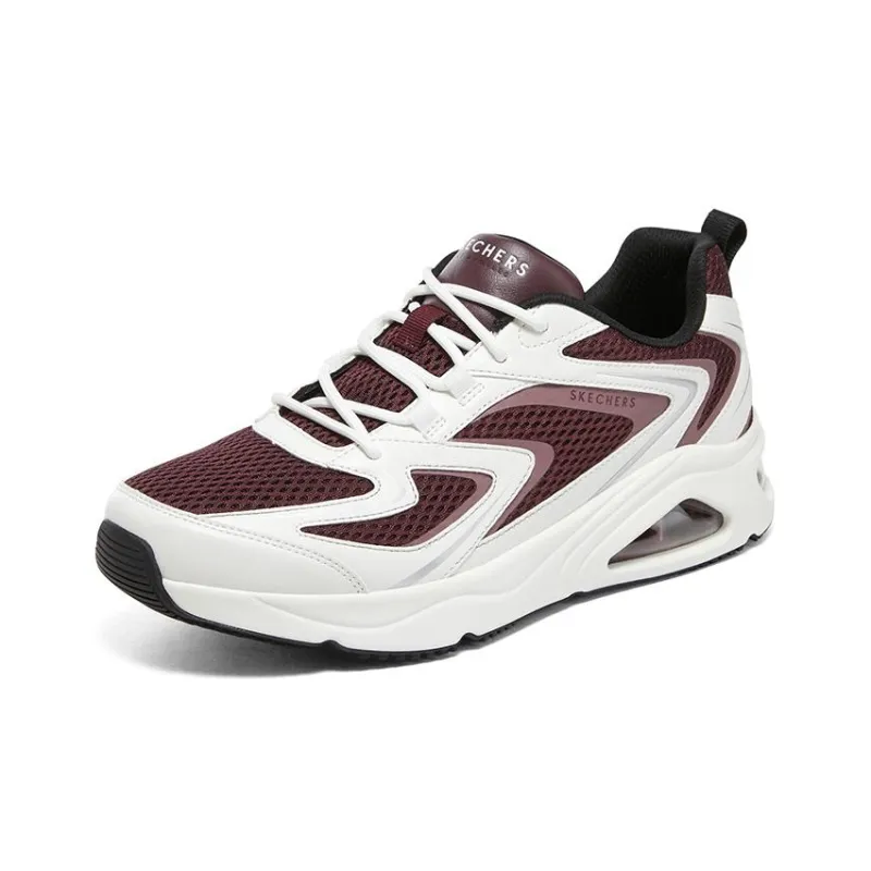 Skechers Uno Cushioning Anti Slip And Wear Resistant Low Top Running Shoes Men's White Red-2