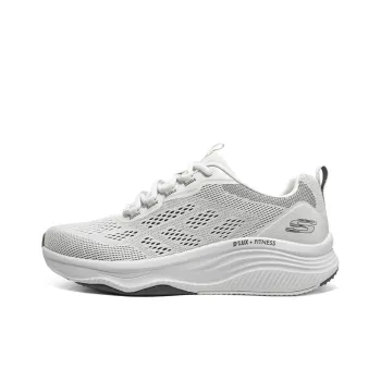 Skechers D'lux Fitness Cushioning Anti Slip And Wear Resistant Low Top Casual Running Shoes Men's Gray White