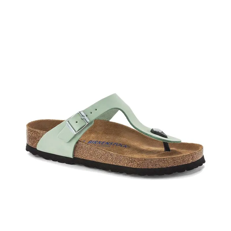 Birkenstock Gizeh Soft Footbed Nubuk Leather Narrow Fit Sandals 'Matcha' Women's-2