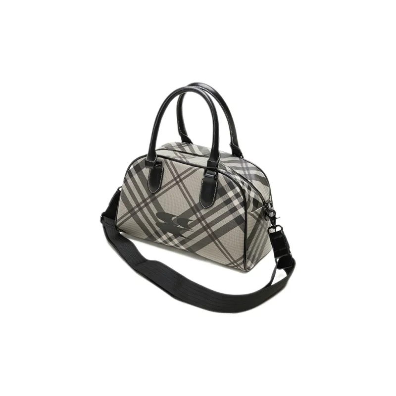Crying Center PU Boston Bag Crossbody Bags Handbags Large Size Unisex Black Blue Brown Pink Plaid-1