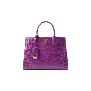 Burberry Frances Calfskin Tote Bag Shopping Bag Handbag Mini Women's Purple