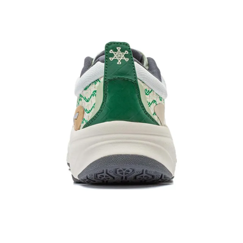 LiNing Soft Anti Slip And Wear Resistant Breathable Low Top Casual Shoes Men's White Green-4