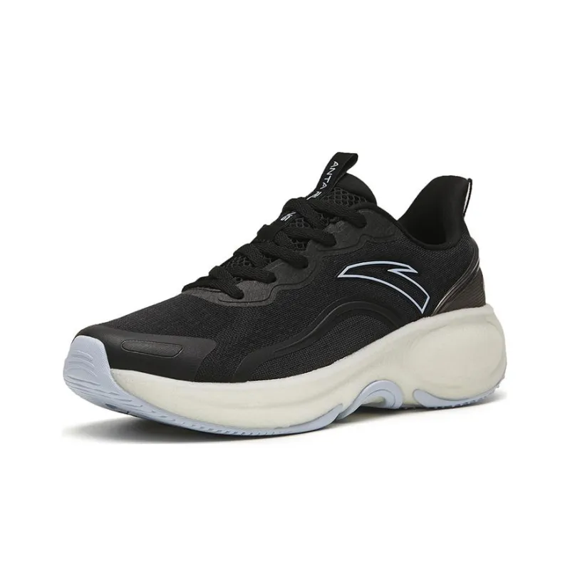 Anta Chong Run Collection Bubbles 4th Generation Anti Slip Wear Resistant Low Top Running Shoes Women's Black Beige-1