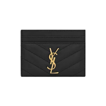 SAINT LAURENT Monogram Sheepskin Card Holder Women's Black