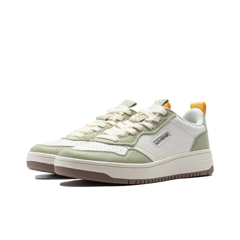 LiNing Star Sugar Slip Resistant Cushioning Low Top Skateboard Shoes Women's Green White-2