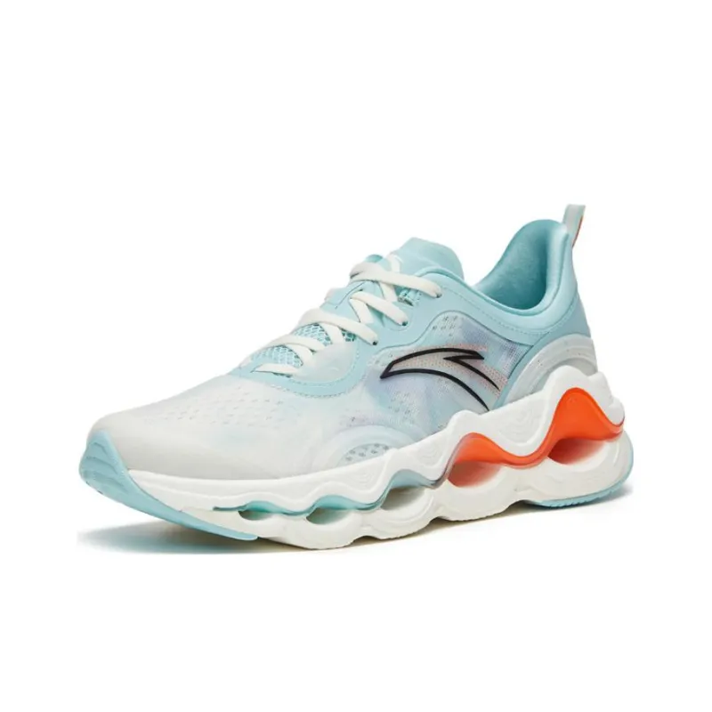 Anta Running Collection Anti-Slip Wear-Resistant Low-Top Running Shoes Men's Cyan White Orange-1