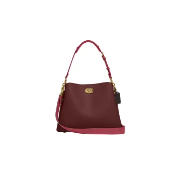 COACH Willow Pebbled Spun Leather Tote Bag Shopping Bag Handbag Shoulder Bag Women's Dark Burgundy