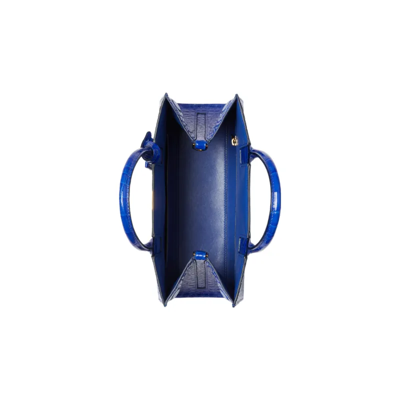 Burberry Frances Crocodile-Embossed Calfskin Tote Bag Shopping Bag Handbag Mini Women's Blue-3