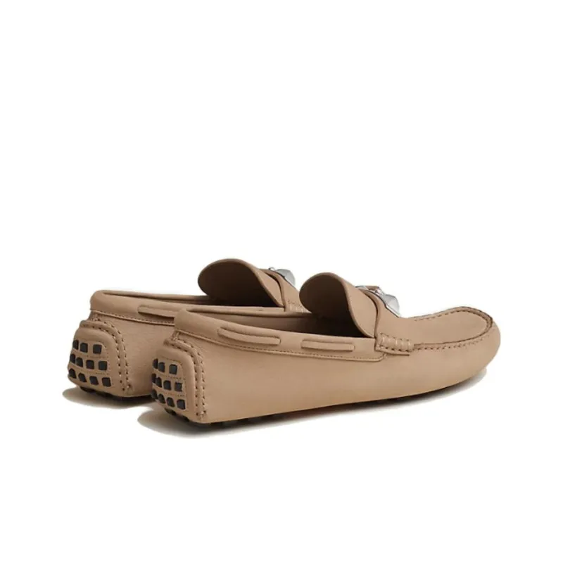HERMES Irving Loafers Men's Beige Clay-3