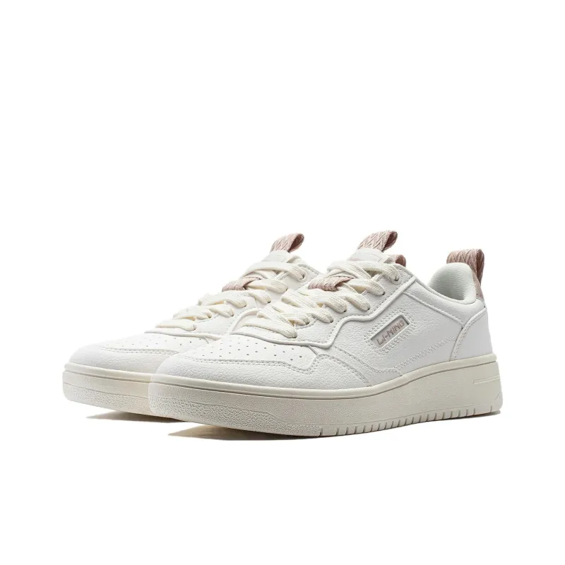 LiNing Star Sugar Anti Slip Wear Resistant Lightweight Breathable Low Top Skateboard Shoes Women's White-2