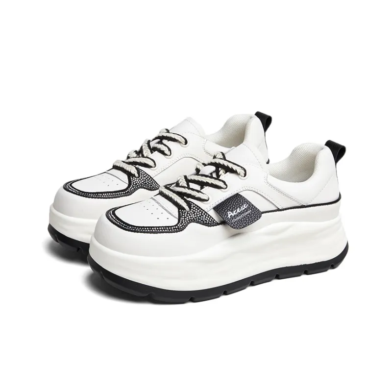 ACESC Low Top Skateboard Shoes 5cm Women's Beige Black-2