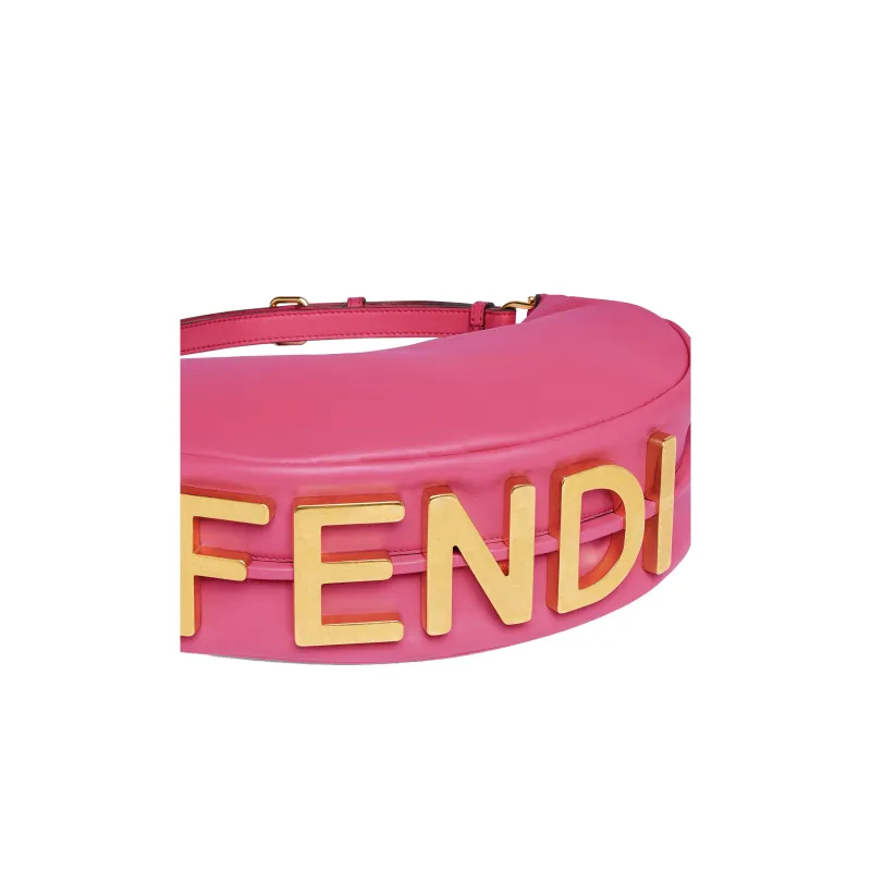 FENDI Fendigraphy Calfskin Wrist Bag Small Size Women's Fuchsia-5