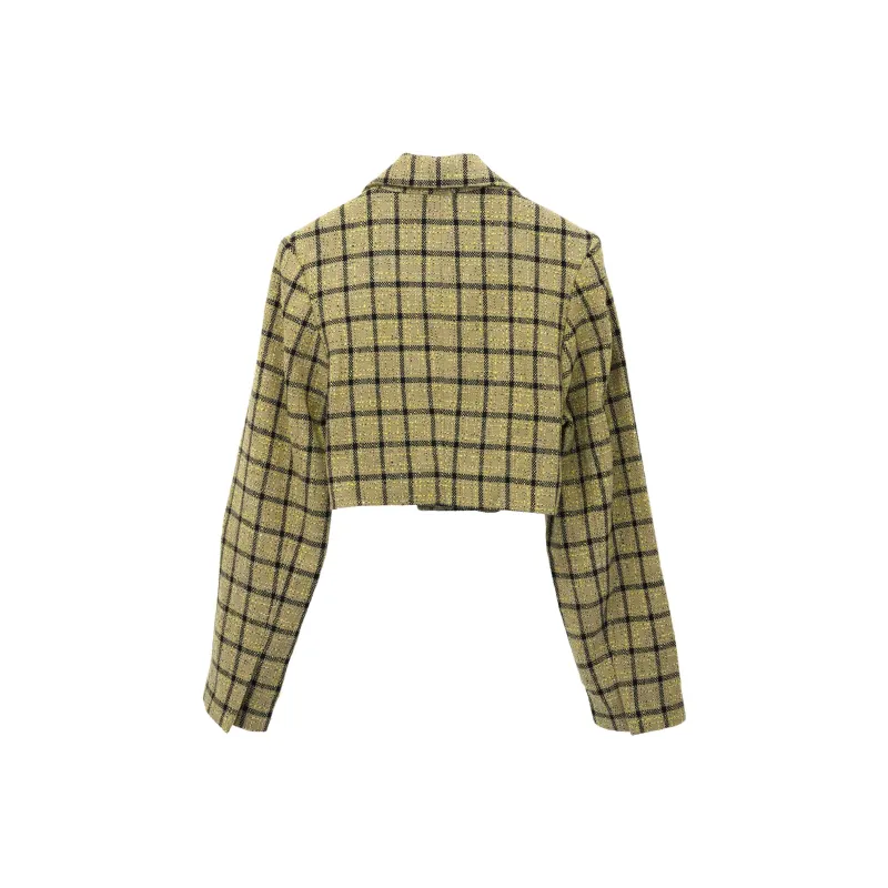 GANNI Check-pattern Cropped Blazer-1