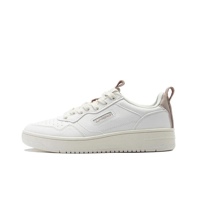 LiNing Star Sugar Anti Slip Wear Resistant Lightweight Breathable Low Top Skateboard Shoes Women's White-0