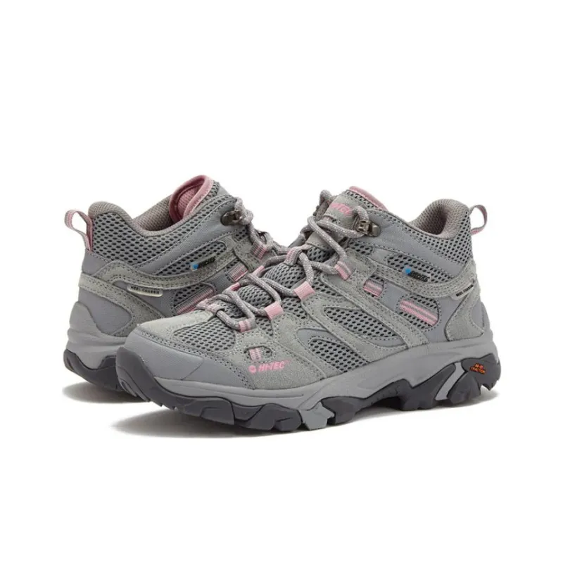 HI-TEC Apex Lite Mid WP Breathable Cushioning Mid-Top Outdoor Shoes Women's Gray Pink-2
