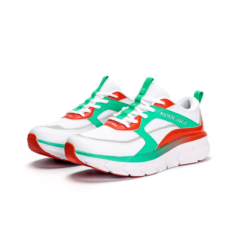 KOOLARA Cushioning Anti-Slip And Wear-Resistant Coverage Low-Top Running Shoes Women's White Green Orange-2