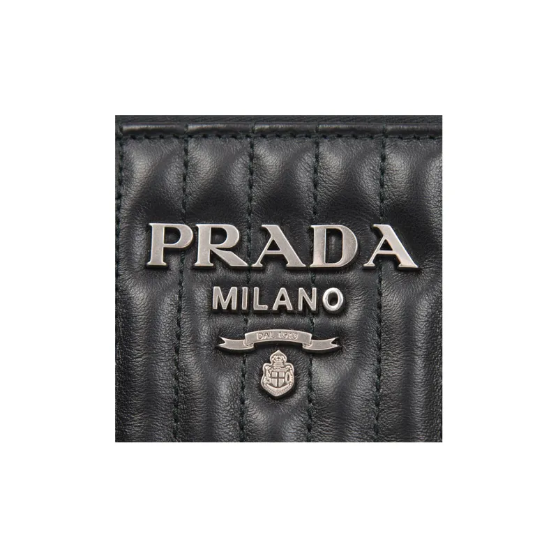 PRADA Diagramme Calfskin Shoulder Bag Crossbody Bag Handbag Women's Black-4