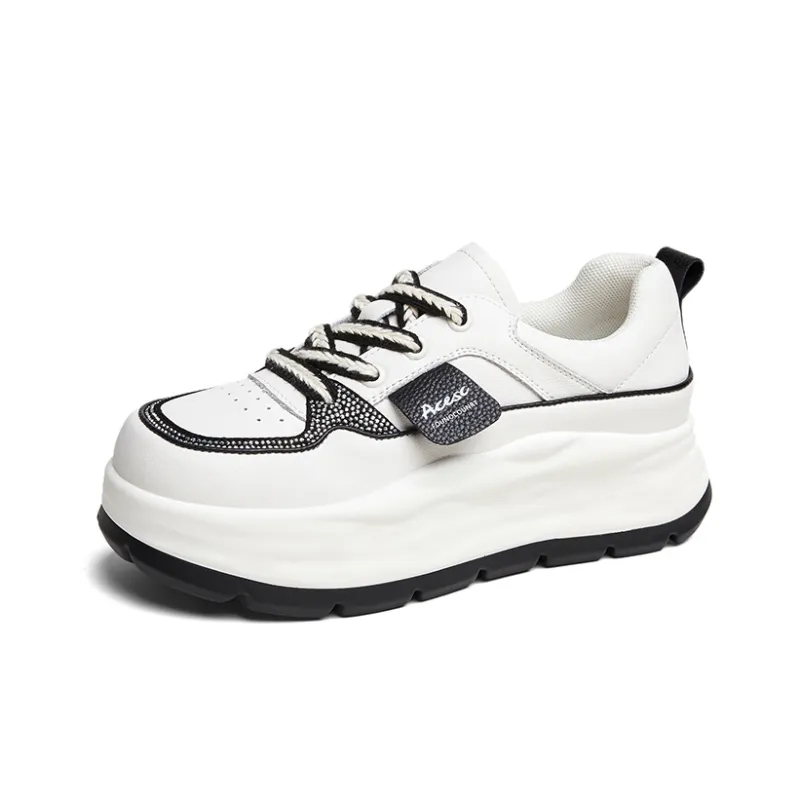 ACESC Low Top Skateboard Shoes 5cm Women's Beige Black-1