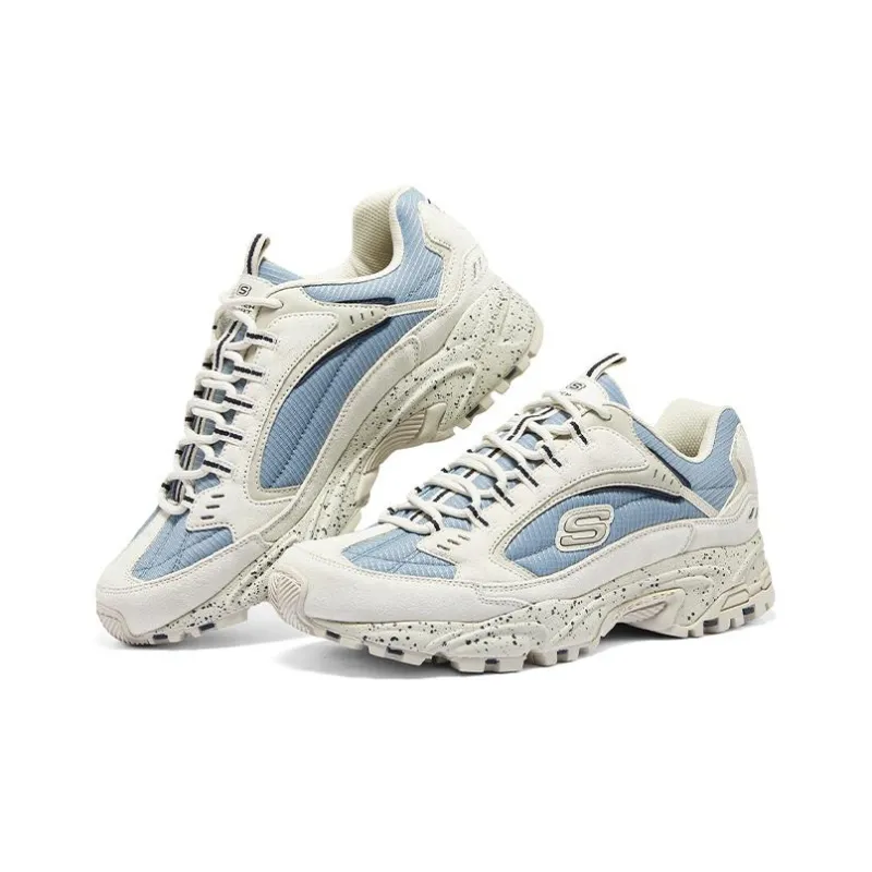 Skechers Open Country Shoes Anti Slip Wear Resistant Low Top Casual Shoes Men's White Blue-3