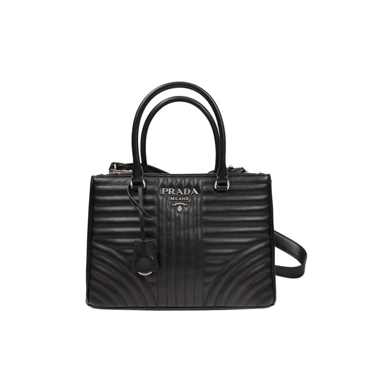 PRADA Diagramme Calfskin Shoulder Bag Crossbody Bag Handbag Women's Black-0