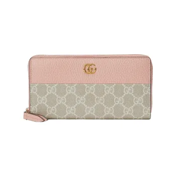 GUCCI GG Marmont Canvas With Leather Trim Wallet Women's Light Pink Red