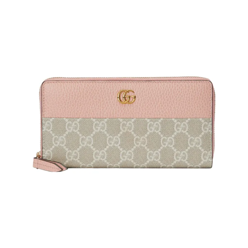 GUCCI GG Marmont Canvas With Leather Trim Wallet Women's Light Pink Red-0