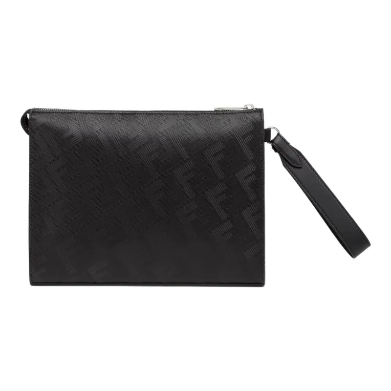 FENDI Calfskin Clutch Regular Men's Black-2